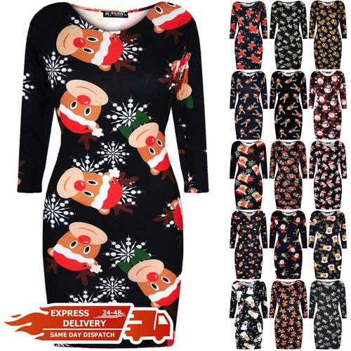 UNDERCOVER Abiti Body Donna Donna Tartan Stampa Natalizia Babbo Natale Renna Viso Natale