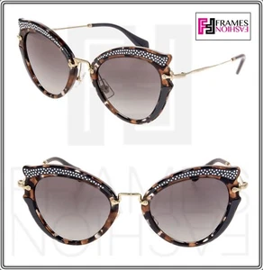 MIU MIU NOIR Crystal MU05SS Butterfly Gold Brown Black Havana Sunglasses 05S - Picture 1 of 8