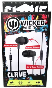 New Wicked Audio Clave Wired Earbud W/Mic - Black - Picture 1 of 2