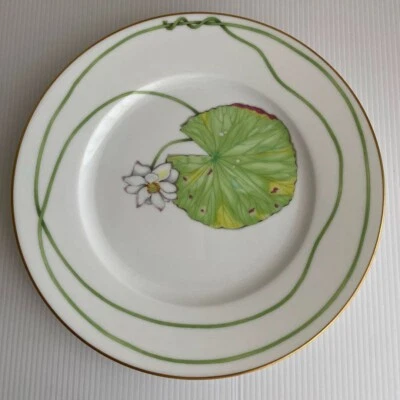 Hermes Paris Dessertteller Nil Lotusblume Porzellan Nil 8,6 Zoll - Bild 1 von 4