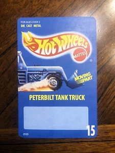 Custom Hot Wheels RETRO CARDBACK 1989 "PETERBILT TANK TRUCK #15" re-card - Picture 1 of 2