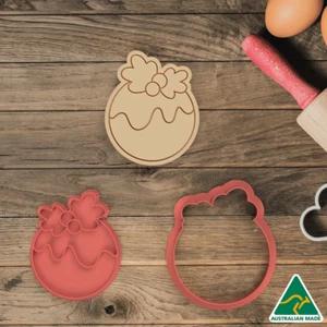 Christmas Pudding Cookie Cutter and Embosser Stamp - Picture 1 of 5
