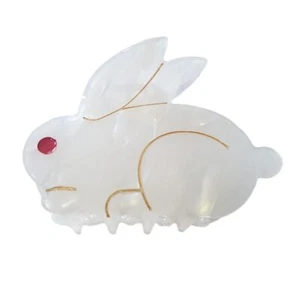 Cute Bunny Hair ClipAcetate Hair ClawSmall Hair Clips for WomenMilk White - Picture 1 of 8