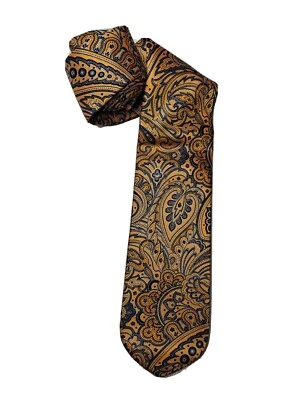 Corbata DOLCEPUNTA Italia Floral Paisley Seda Plata Azul Amarillo Oro Nueva en Caja. Foto 1 de 4