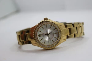 Womens Guess G96039L Gold Tone Crystal Bezel Watch New Battery - Picture 1 of 6