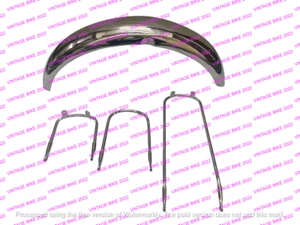 TRIUMPH T140 BONNEVILLE FRONT CHROME MUDGUARD WITH STAYS/FIT FOR - Picture 1 of 5