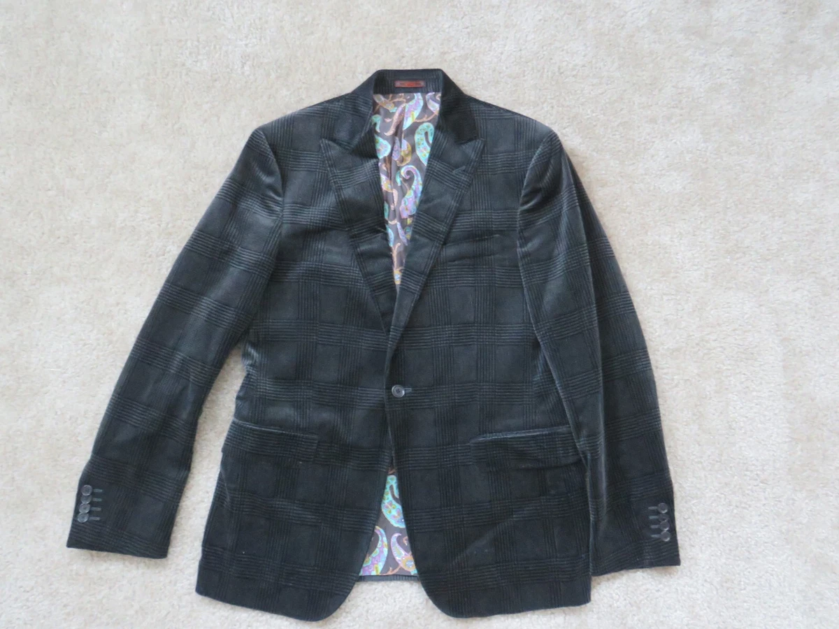 ジャケット・アウター ETRO 2017AW Wool & Silk Coat Size:48 ETRO Mens Blazer 48 Suit Jacket 100% WOOL Plaid Made In Italy