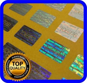 1050 Hologramm Etiketten mit Seriennummern, Siegel, Garantie, Aufkleber 16x10mm - Bild 1 von 11