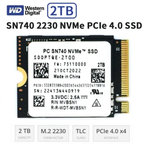 NEW WD 2TB M.2 2230 SSD NVMe PCIe4x4 PC SN740 For Steam Deck ASUS ROG Ally Z1 - Photo 1/4