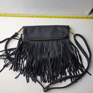 Borsa biker western frange ecopelle con tantissime frange lunghe tracolla - Foto 1 di 8