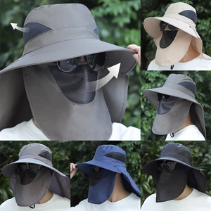 Unisex Cuello Solapa Visera Sombrero Protección UV Ala Ancha Exterior Máscara Sombrero Verano ∷ - Imagen 1 de 17