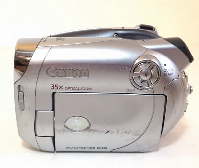 Canon DC220 Mini DVD Camcorder 35X Optical Zoom For Parts or Repair - Image 1 of 4