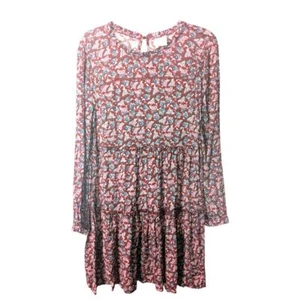 Knox Rose Boho Tiered Mid Short Swing Dress Sweet Chili Paisley Print NWT Size S - Picture 1 of 9