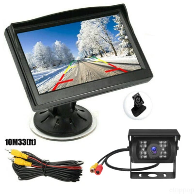 Car Rear View Kit 5" Monitor + 18 LED IR Reversing Backup Camera 12-24v Truck RV - Image 1 of 4
