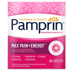 Pamprin Max Formula Menstrual Pain Relief Caplets with Maximum Strength 24 Count - Picture 1 of 6