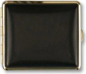 Zigarettenetui Soft-Leder schwarz Rahmen vergoldet 18er mit Gummiband - Bild 1 von 1