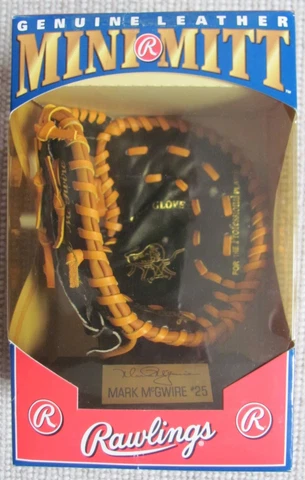 Rawlings Mini Mitt Mark McGwire Genuine Leather Baseball Replica Glove 1991 NEW Cover