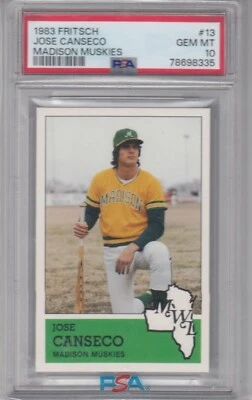 1983 Jose Canseco Madison Muskies Fritsch ROOKIE CARD #13 - PSA 10 Gem Mint - Image 1 of 2