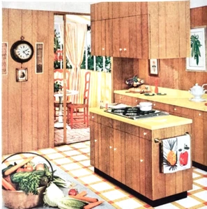 PRINT AD Weldwood Real Wood Paneling 1960 10.5x13 Kitchen Cupboards Walls - Picture 1 of 2