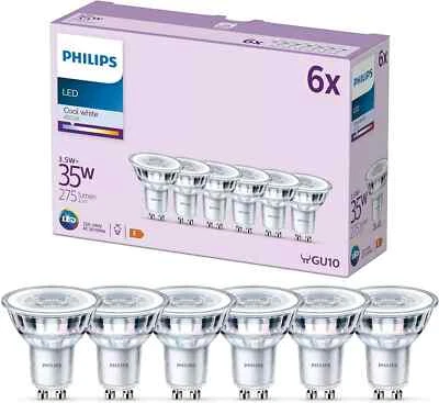 PHILIPS LED Classic Spot Light Bulb 6 Pack [Cool White 4000K - GU10] 3.5W = 35W - Image 1 of 4