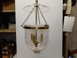 VINTAGE FINE QUALITY BLOWN GLASS FEDERAL BELL JAR HALL LIGHT - Picture 1 of 11