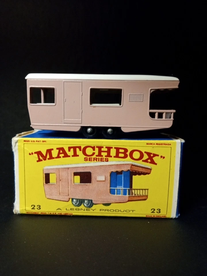 Remolque Matchbox #23D caravana 1965 rosa en caja original E4 Foto 1 de 4
