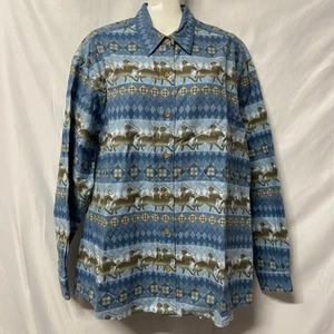 Cabela's Top Shirt Cowboy Western Roping Button Up Size L Long Sleeve Flannel - Picture 1 of 11