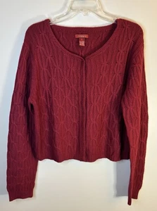Sundance roter Cardigan Pullover mit Druckknopfleiste und Zopfmuster Damen groß Wolle Urlaub - Bild 1 von 9