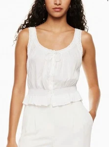 Blusa Top Aritzia Wilfred Blanca Rendición Encaje Botones Recortada 2XS - Imagen 1 de 9