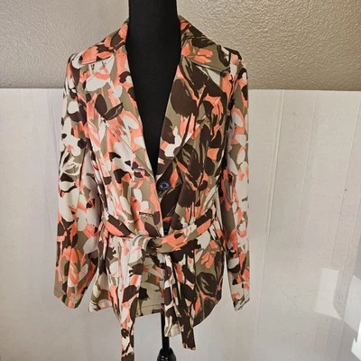 Mujer Brandon Thomas Cinturón Floral Mujer Chaqueta Talla Grande Informal Dopamina O0254 Foto 1 de 4