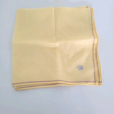 Christian Dior Vintage Silk Square Neck Scarf Yellow Small Handkerchief 18" - Image 1 of 4