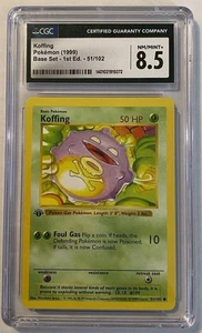 CGC 8.5 Pokemon Koffing 51/102 1999 Base Set Shadowless 1ª Edición Juego de Cartas Coleccionables de Colección - Imagen 1 de 9