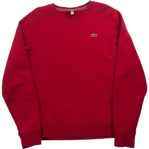 Lacoste Sport Sweatshirt Crew Neck Red Logo Pullover Cotton Mens XS - Picture 1 of 6