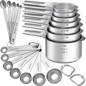 Measuring Cups and Spoons Set, 7 Stainless Steel Nesting Measuring Cups & 7 S... - Picture 1 of 6