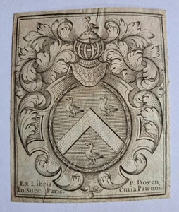 EX LIBRIS ARMORIE DE DOYEN (1693-1767)). NOTAIRE ET BIBLIOPHILE / ILE DE FRANCE. - Picture 1 of 2