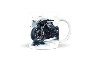 Schwarze Motorräder weiße Tasse 11 Unzen personalisierte Tasse Geschenk Weihnachten Reiten Fans - Bild 1 von 7