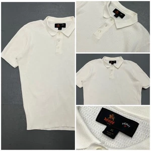 Noah X Baracuta Mesh Knit Men’s White Cotton Polo Sz XL (fits M) Made In Italy - Picture 1 of 12
