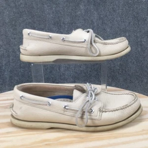 Sperry Top-Sider Shoes Mens 8.5 Wide Boat Beige Leather Casual Slip on Low Top - Picture 1 of 17