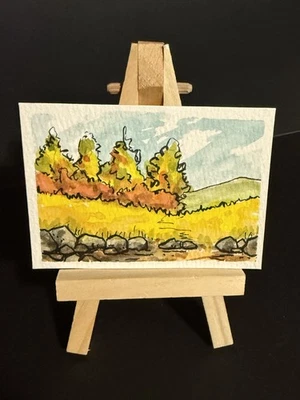 ACEO / Art Card/Miniature Painting/Original - Watercolor, ink Painting 2.5 x 3.5 - Image 1 of 2