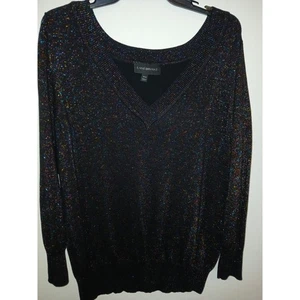 Lane Bryant Black Glittery V Neck Sweater 18/20 18 20 Holiday Party Pull Over  - Picture 1 of 3