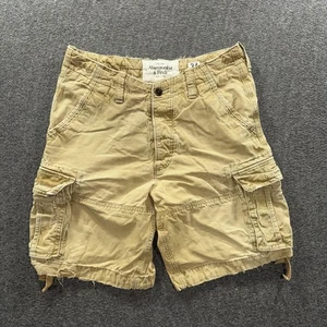 Abercrombie & Fitch Cargo Shorts Mens 34 Khaki Tan Button Fly Utility Pockets - Picture 1 of 10