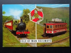 Isle of Man VICTORIAN STEAM RAILWAY & SNAEFELL MOUNTAIN RAILWAY c1970s Postcard - Picture 1 of 2