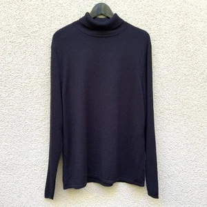 Maggie McNaughton Women’s Black Wool Silk Blend Turtleneck Sweater Size 1XL Goth - Picture 1 of 15
