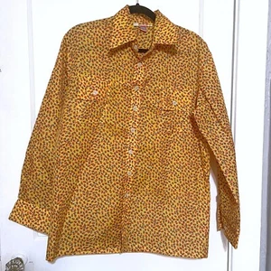 Camicia antipioggia vintage giallo rosso fiori 100% nylon giacca a vento anni 70 uomo impermeabile - Foto 1 di 3