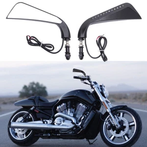 For Harley V ROD VROD VRSCF Black 8mm Motorcycle Rear View Mirrors Turn Signal  - Picture 1 of 8