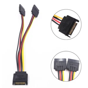 SATA II Hard Disk Power 15Pin SATA Male To 2 Female 15Pin Power Extension Ca~*e - Picture 1 of 5