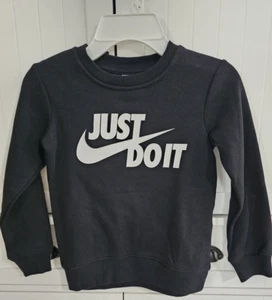 Boys Kids Youth NEW NIKE Sweatshirt Long Sleeve Size 4 Black Just Do It - Picture 1 of 1