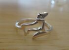 size 7-8 Adjustable Sterling Silver Open Dachshund to wrap around tail Dog Ring