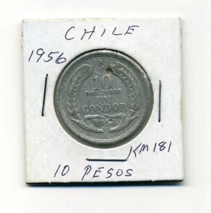 1956 Chile 10 Pesos Condor Coin KM181 - Picture 1 of 2