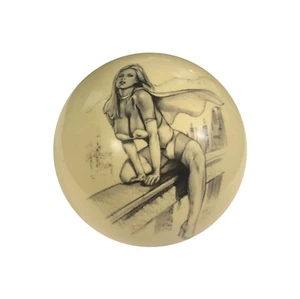 Pool/Billiards Custom Cue Ball Superhero Girl Pin-Up on Ledge NEW! - Picture 1 of 2